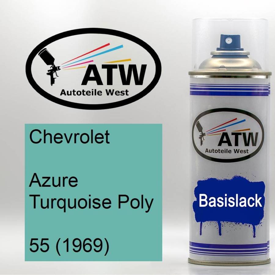 Chevrolet, Azure Turquoise Poly, 55 (1969): 400ml Sprühdose, von ATW Autoteile West.